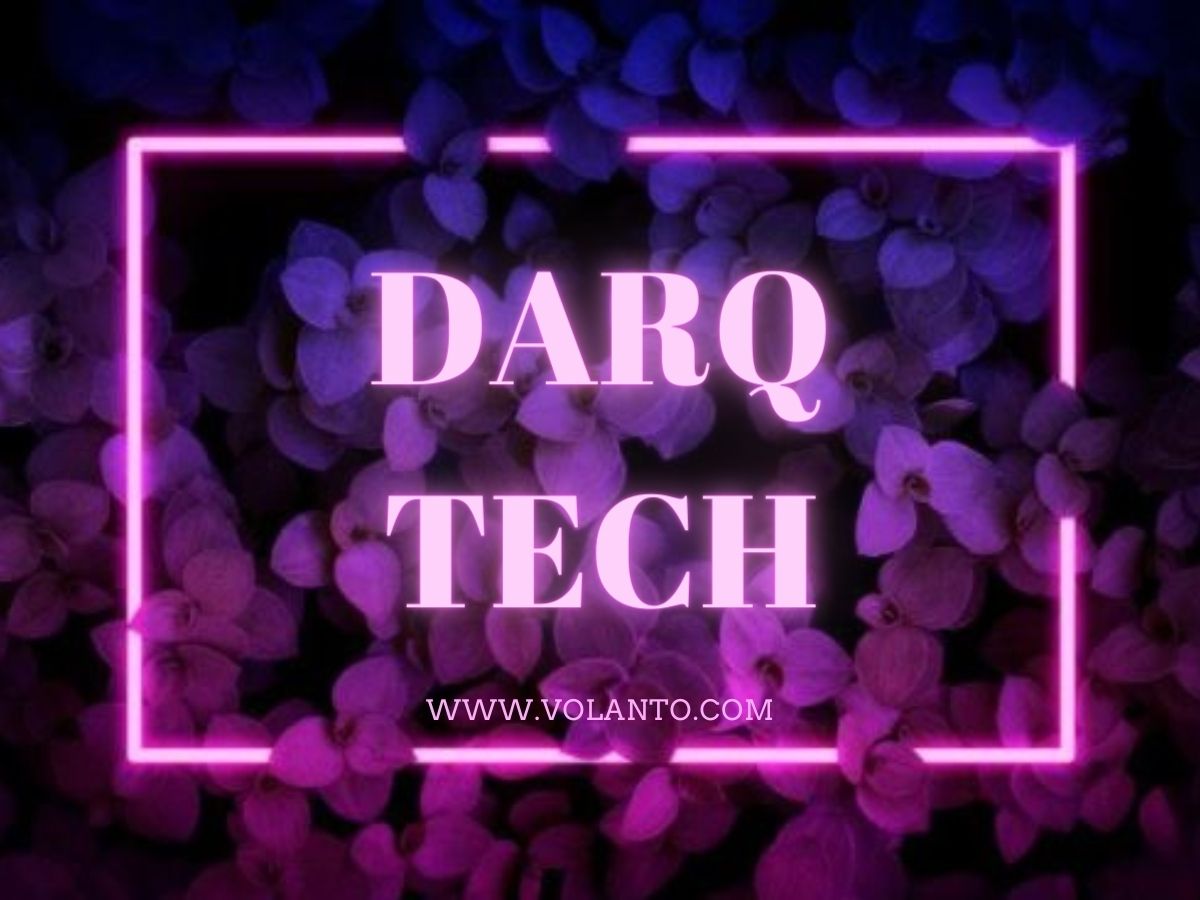 DARQ tech in pink neon with foliage background 