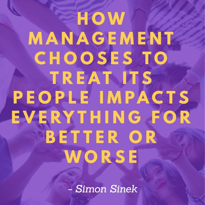 creating company culture management treats people quote purple on yellow