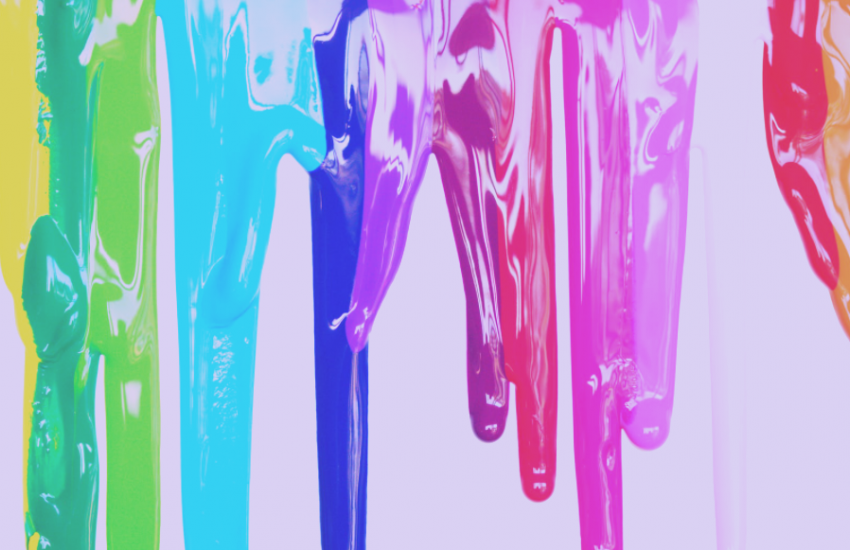 Diversity in tech. Colourful rainbow paint on white background