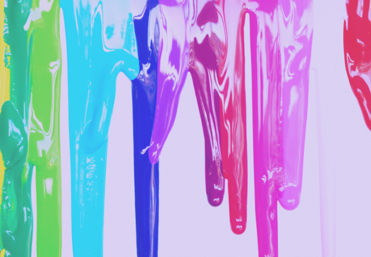 Diversity in tech. Colourful rainbow paint on white background