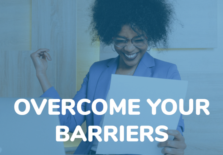 Overcome your barriers to a successful tech career with woman on laptop